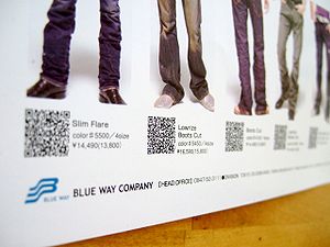 A Japanese advertising poster containing QR codes
