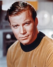 Shatner as Captain James T. Kirk, in a promoti...