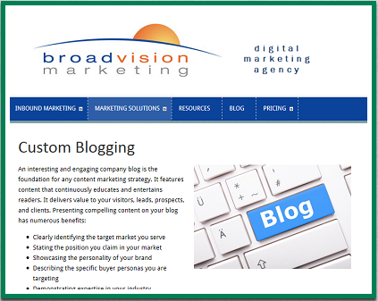 inbound marketing includes custom blogs