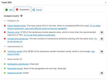 Yoast Dashboard Example